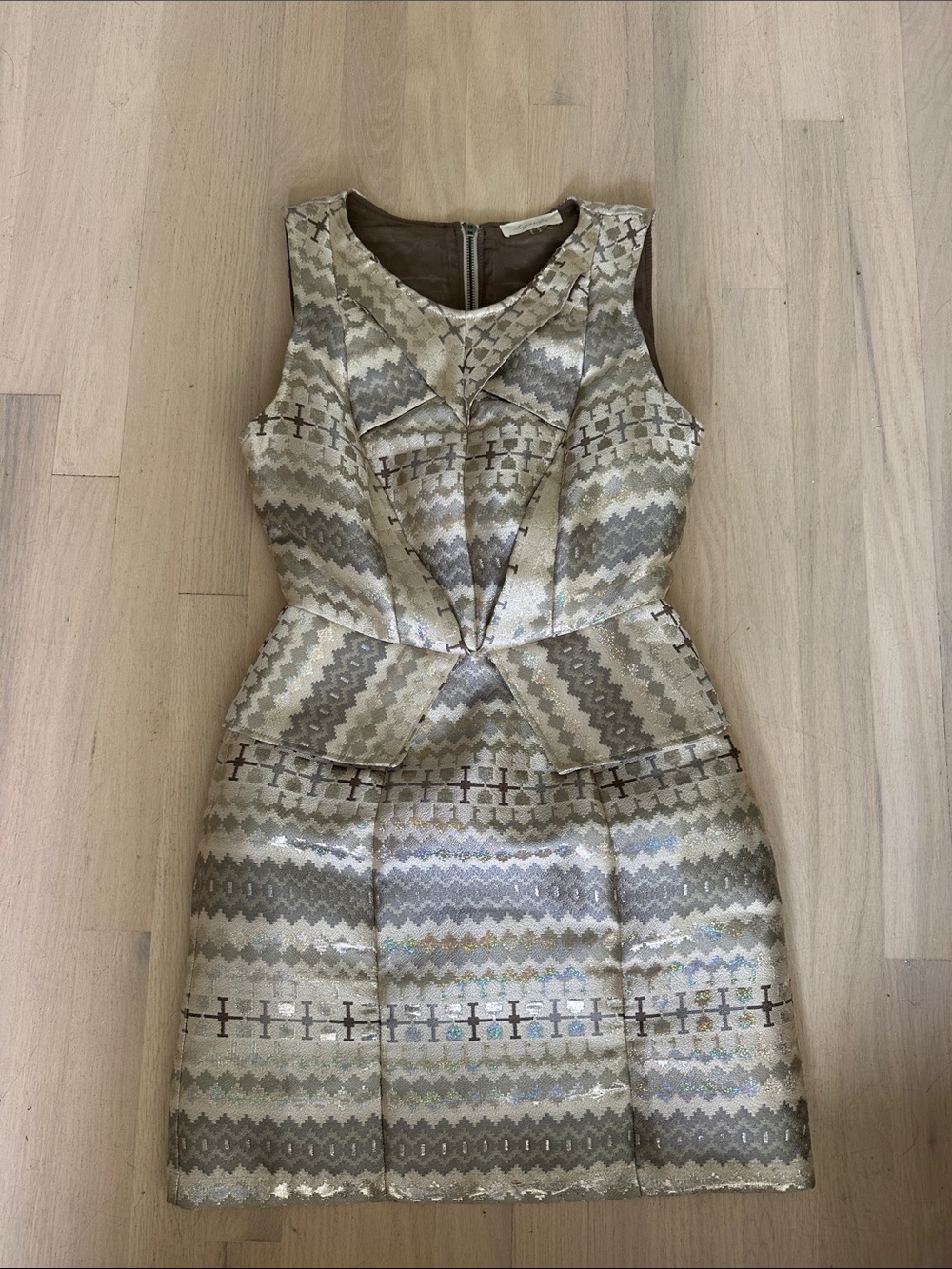 Sugarlips Gold and Silver Geometric Metallic Mini Dress